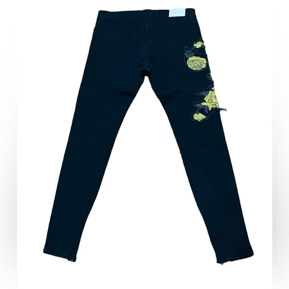 Golden Denim black Jeans yellow Rose zipper ankle 34 - Picture 5 of 6